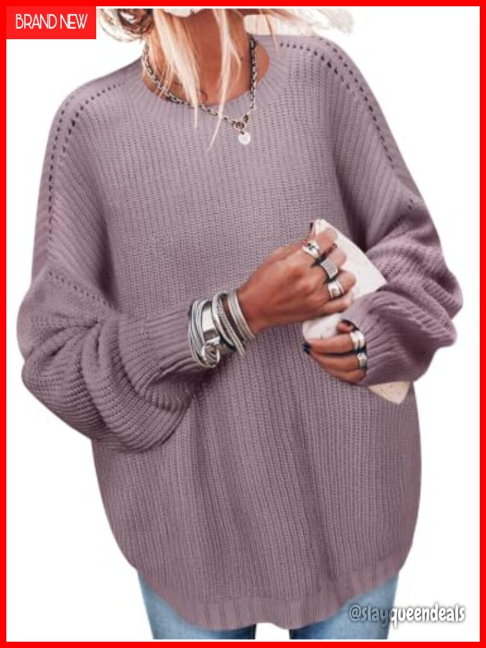 Oversized Knit Ribbed Pullover Tunic Sweater